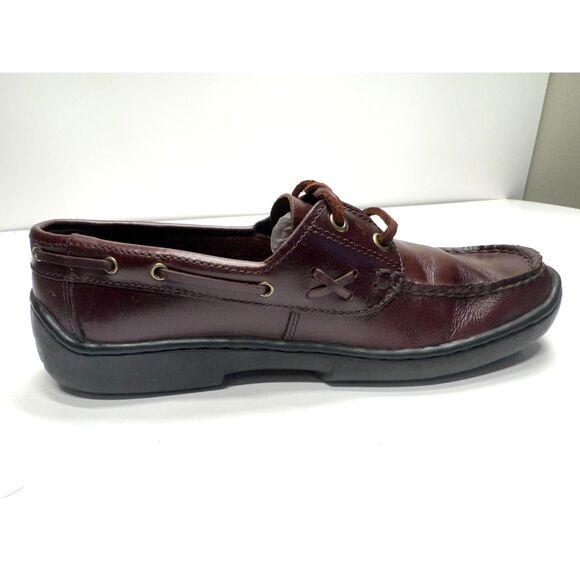 Bass Karina Women's Lace Up Brown Vintage Leather Loafer Moc Toe Boat Shoe, 6M - Picture 6 of 8